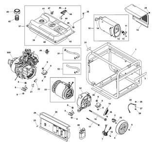 Main Unit Diagram and Parts List for 030792-02  Briggs and Stratton Generator